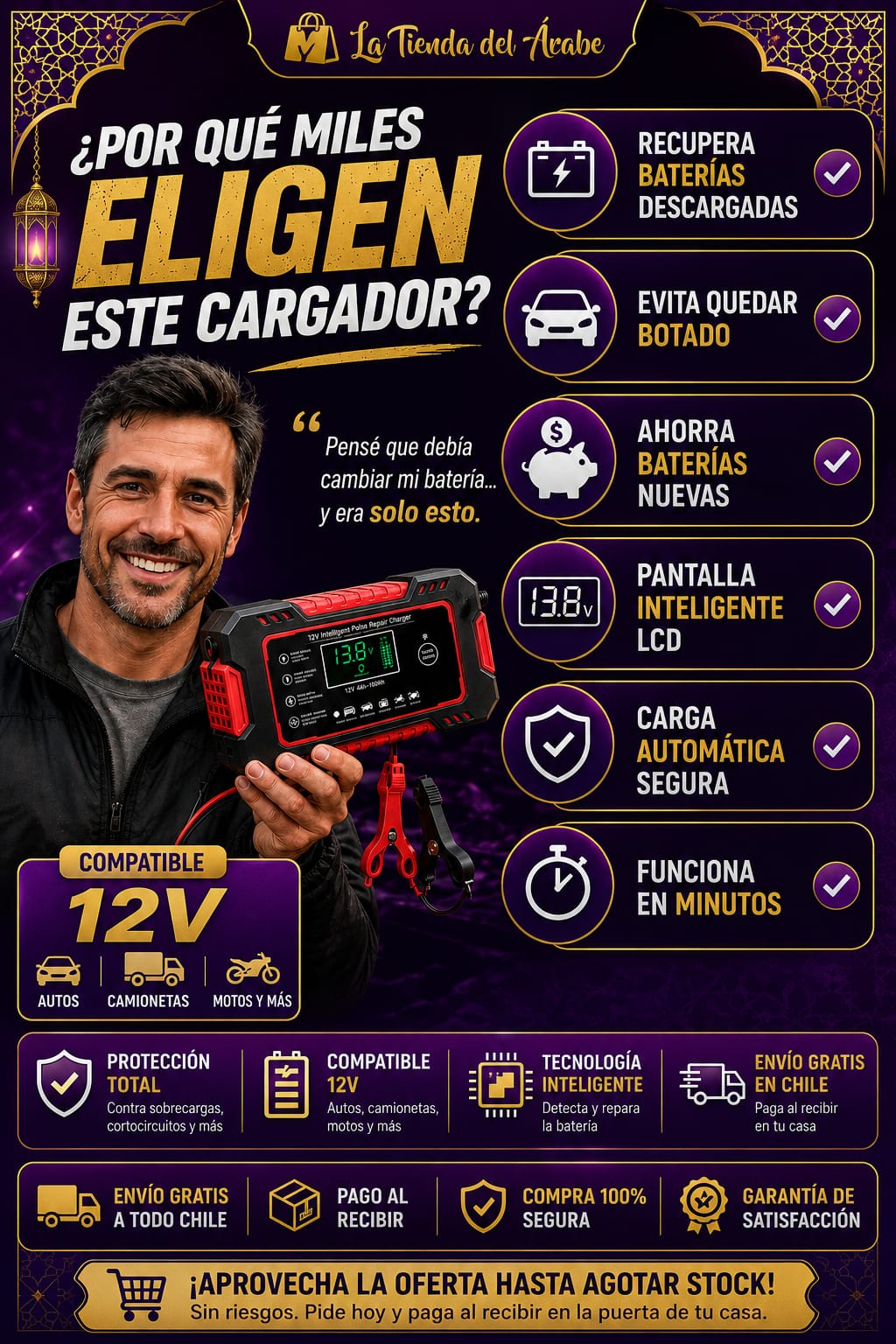 CARGADOR REPARADOR DE BATERIAS PARA AUTO